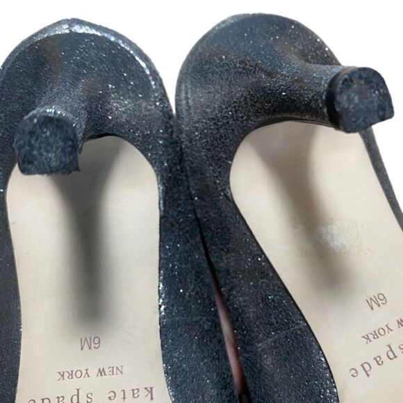 Kate spade New York Bronze Open Toe Glitter Sparkle Heels Pumps with Bow US 6M - Picture 11 of 12